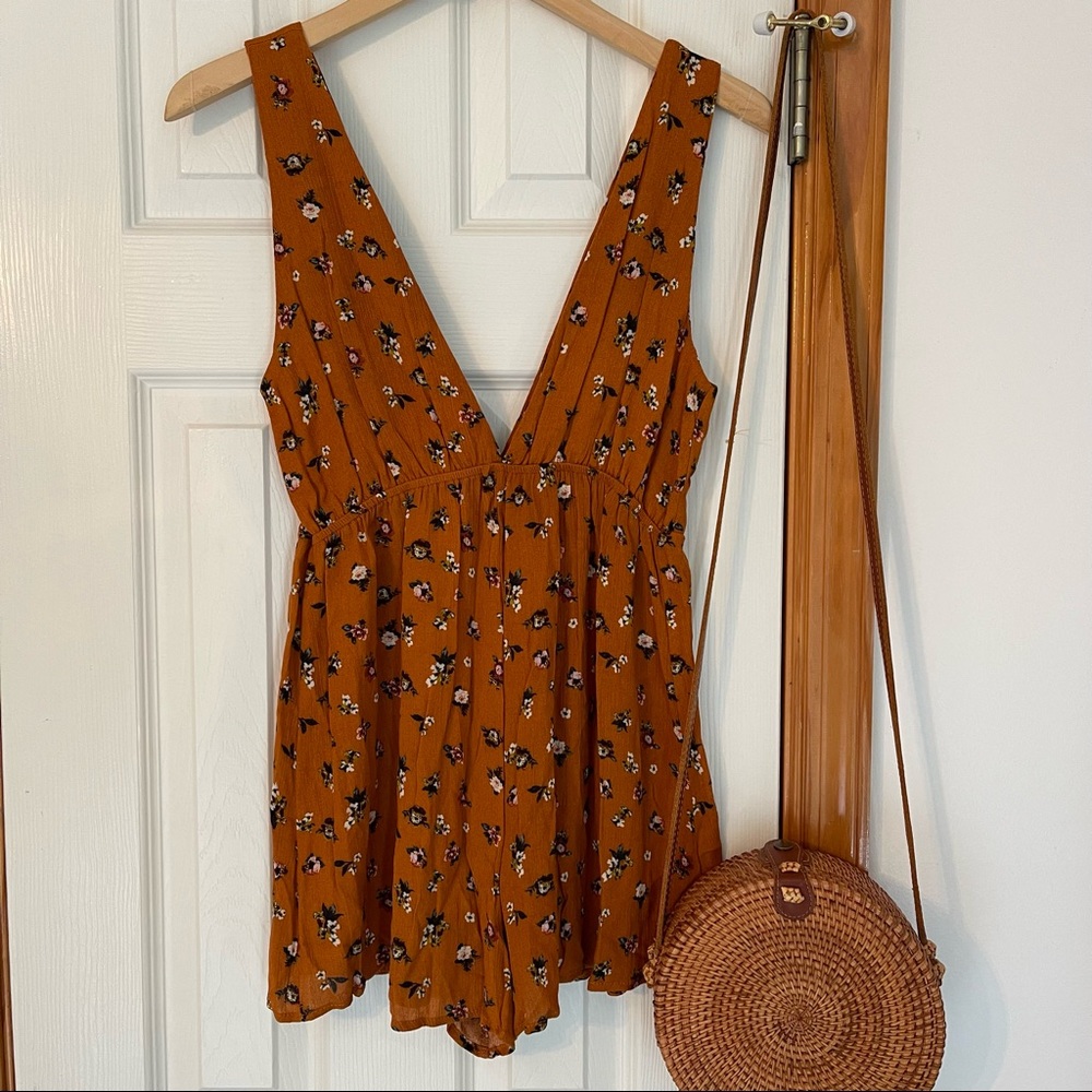 Dainty Hooligan Floral Deep V-Neck Romper